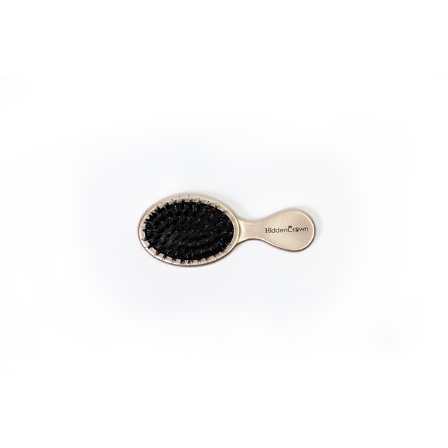 Hidden Crown Mini Boar Bristle Brush- Shiny Gold - Hidden Crown Hair Extensions