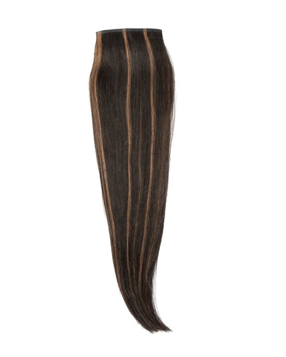 HiddenCrown 22 inch 1B30 highlights clip in set Flip-Up Clip, Deepest Brown/Natural Black with Auburn  main image 2