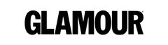 The logo of Glamour magazine features elegant typography and a stylish design.