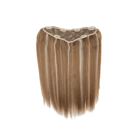 V-Clip Volumizer | Light Ash Brown with Golden Highlights | #5/24 - Hidden Crown Hair Extensions
