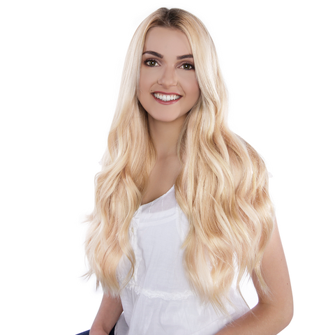 Crown® Clip Ins - Light Strawberry Blonde - 27/613 - Hidden Crown Hair Extensions