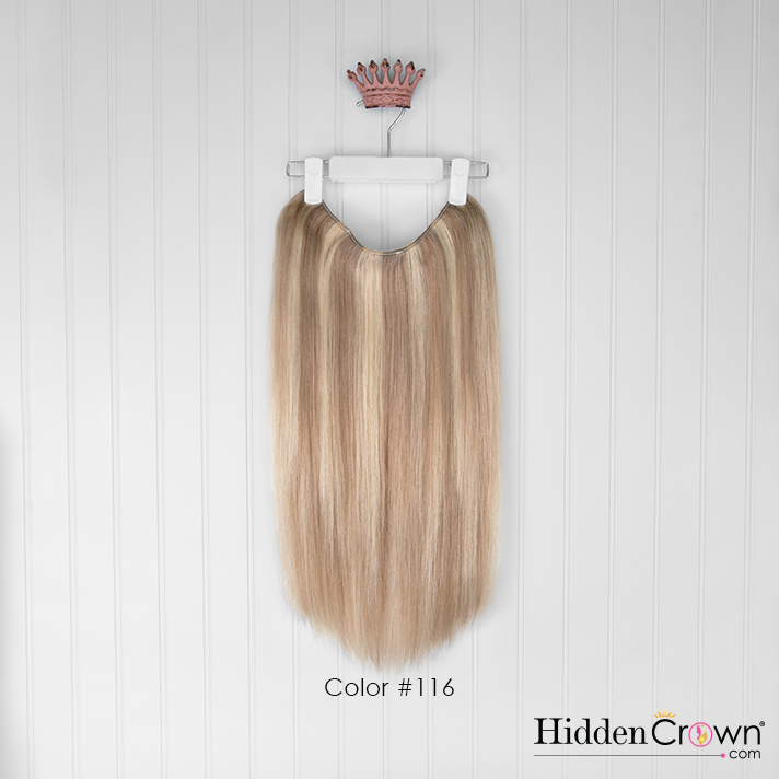 Halo® Extension | Light Ash Blonde Highlights and Lowlights | #116 - Hidden Crown Hair Extensions