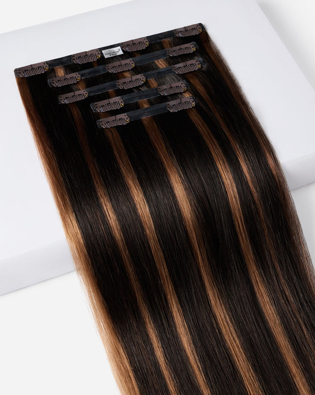 Crown® Clip In, Deepest Brown/Natural Black with Auburn Highlights | #1B30