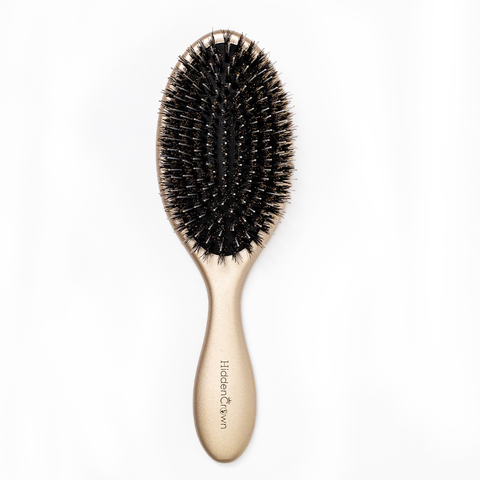 Hidden Crown Natural Boar Bristle Brush- Matte Gold - Hidden Crown Hair Extensions