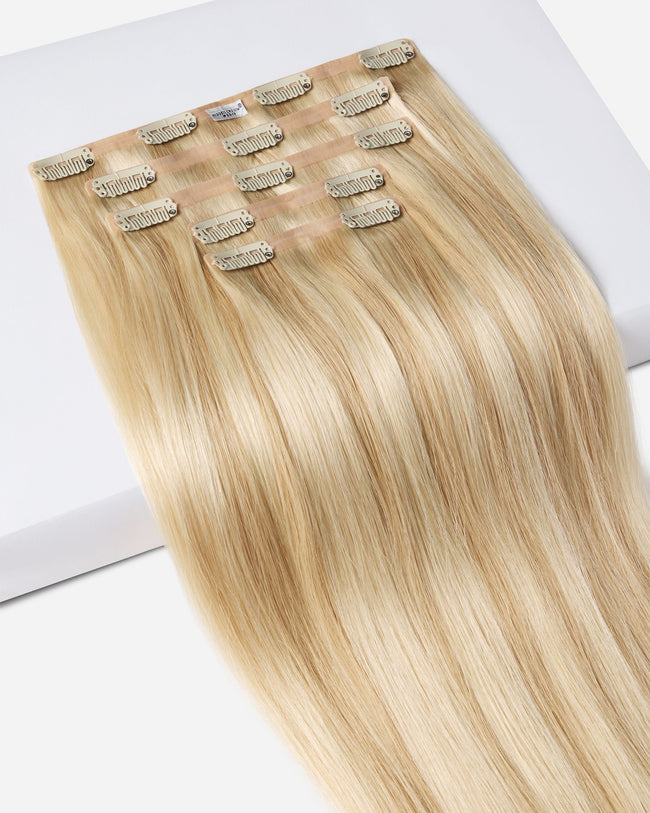 18" Crown® Clip In,  Light Warm Blonde with Golden Highlights | #2412