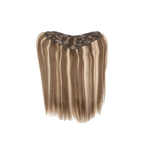 V-Clip Volumizer | Medium Brown Blonde Highlights | #4/613 - Hidden Crown Hair Extensions