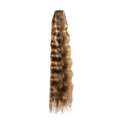 Ponytail | Light Golden Brown with Golden Highlights | #5/24 - Hidden Crown Hair Extensions