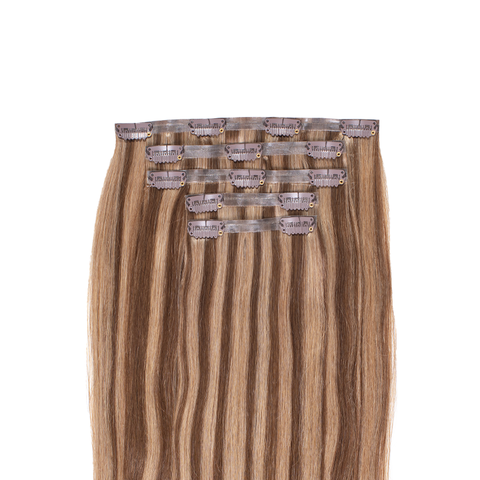 Seamless Crown Clip Ins – Ash Blonde with Auburn Lowlights – 612 - Hidden Crown Hair Extensions