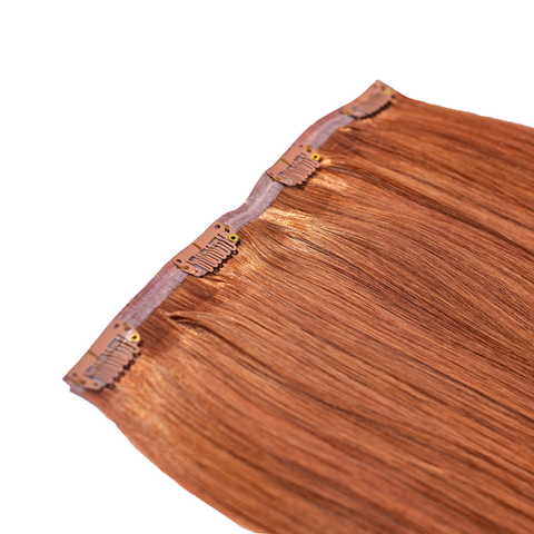 Seamless Crown Clip Ins – Light Auburn – 30 - Hidden Crown Hair Extensions