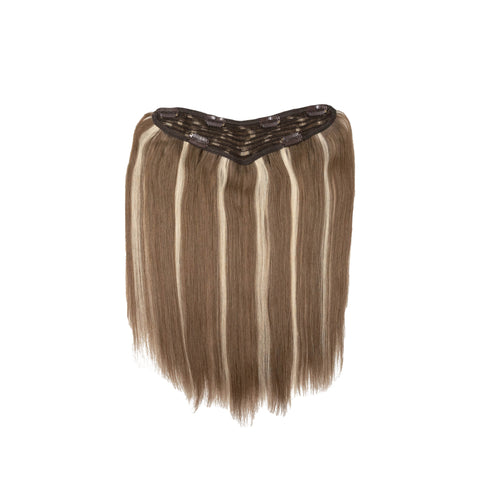 V-Clip Volumizer | Ash Blonde With Auburn Lowlights | #612 - Hidden Crown Hair Extensions