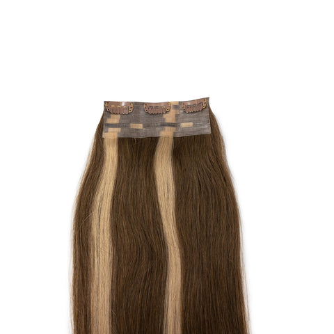 Flip-Up Clip | Medium Brown with Warm Highlights | #4/613 - Hidden Crown Hair Extensions