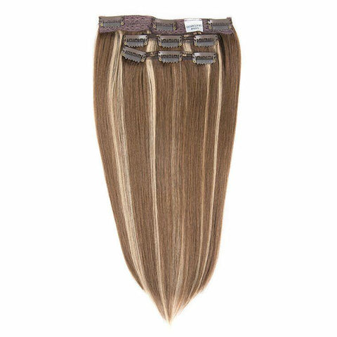 Crown® Clip Ins - Medium Brown Blonde Highlights - 4/613 - Hidden Crown Hair Extensions