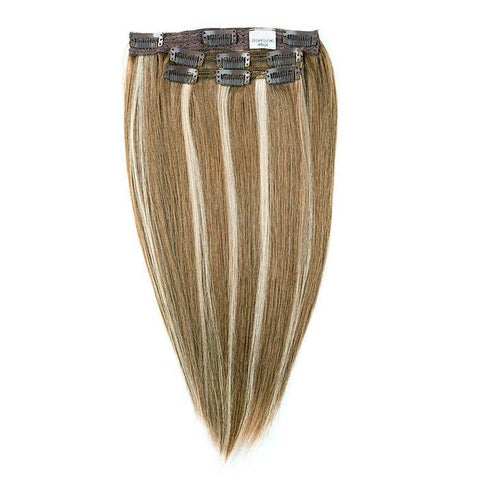 Crown® Clip Ins - Light Ash Brown with Golden Highlights- 5/24 - Hidden Crown Hair Extensions